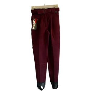 Vtg Head Sportswear Knit Stirrup Ski Pants Sz 8 Burgundy Nylon/Wool High Rise